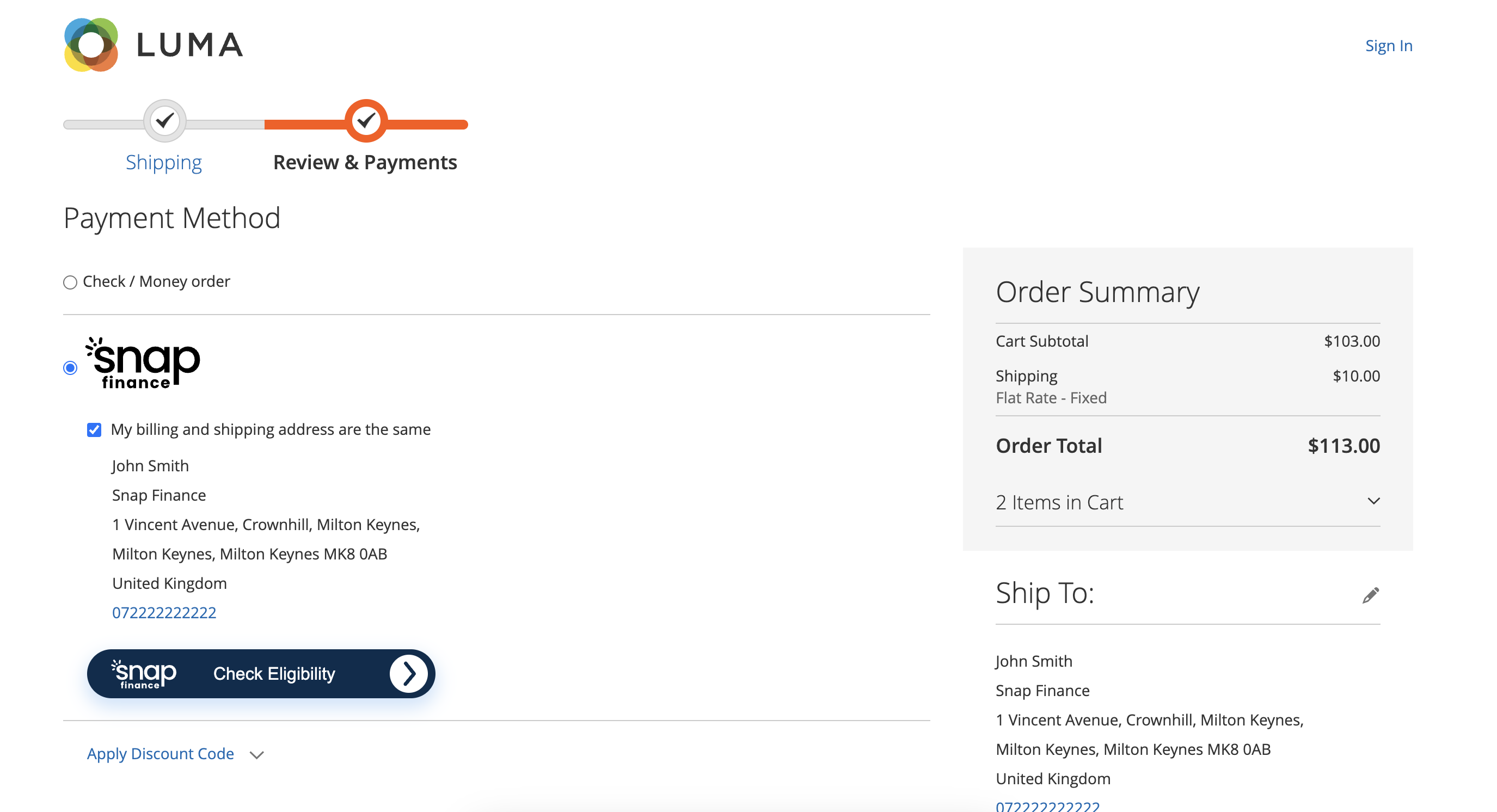 Magento plugin - Checkout option