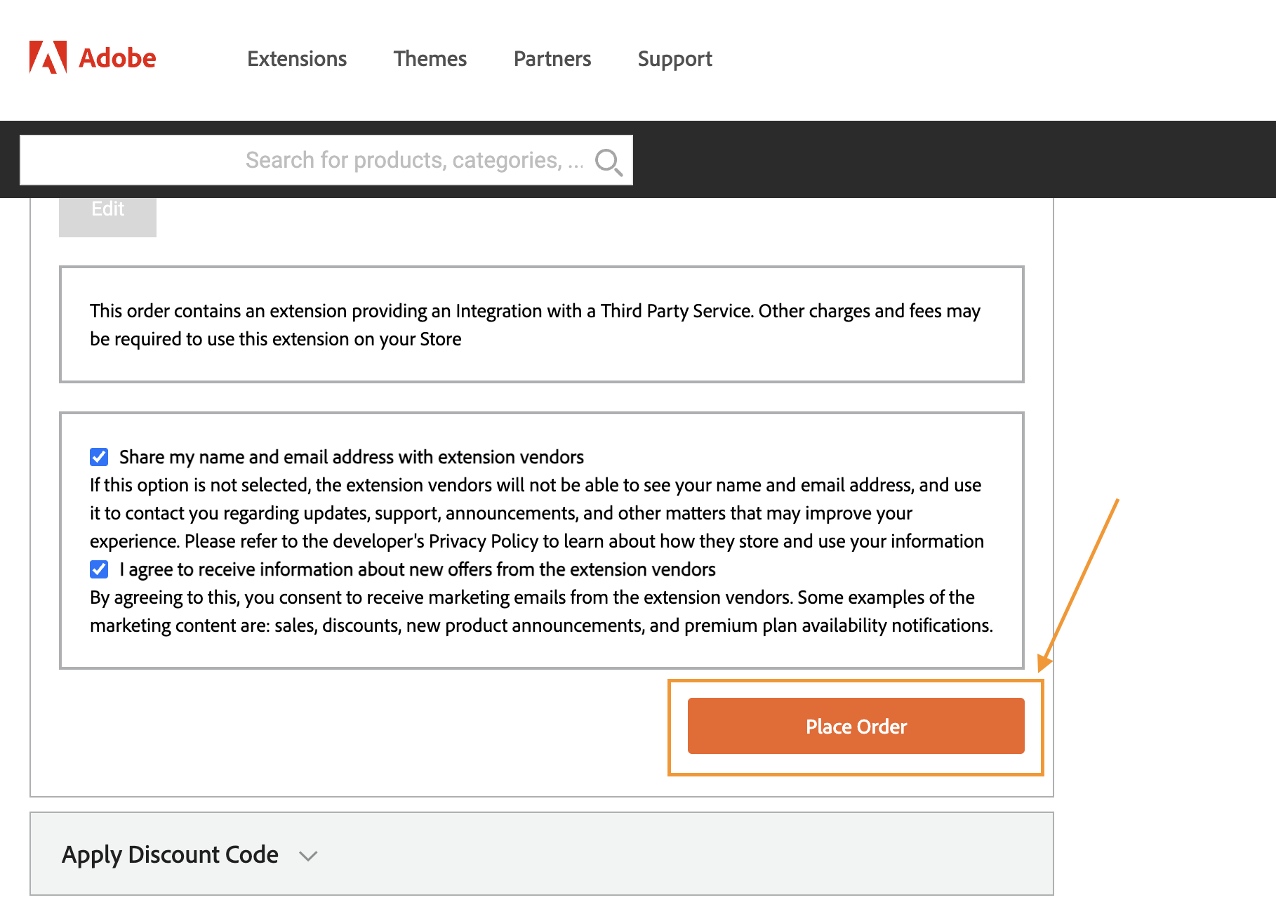 Magento Marketplace - Place Order
