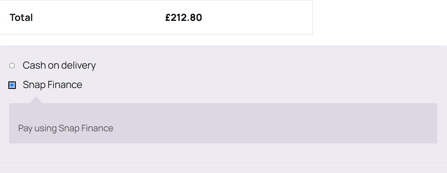 Checkout option - Snap Finance UK