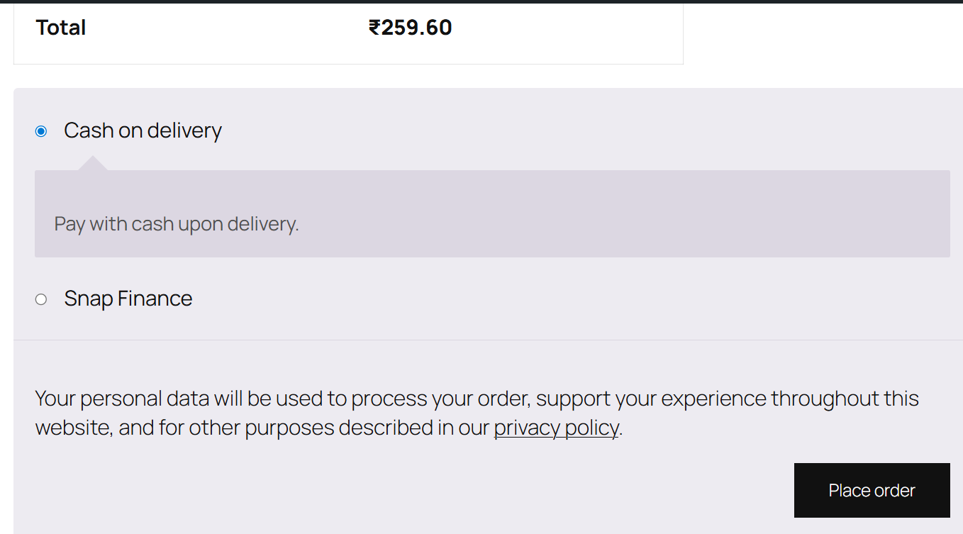 Checkout option - Snap Finance UK