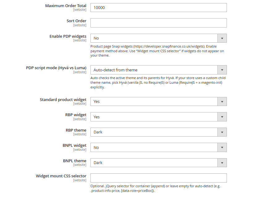 Magento plugin - Enable PDP widgets settings