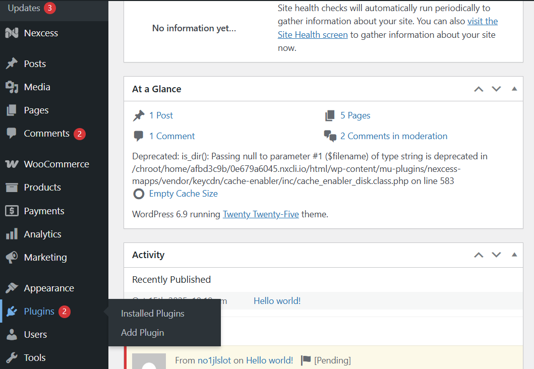 WordPress Dashboard - Snap Finance UK